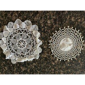 Vintage Handcrafted Crochet Doilies Set Of 2 - 10" & 13"